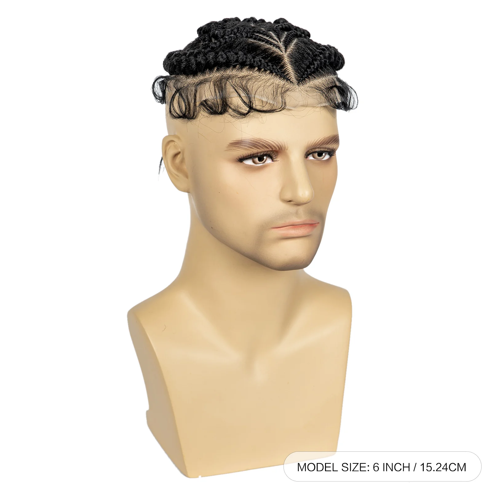 Men's Toupee Hair HD Full Lace Male Hairpieces with Cornrow Braids White Hair Reaplcement Synthetic Short Hair Topper for Men