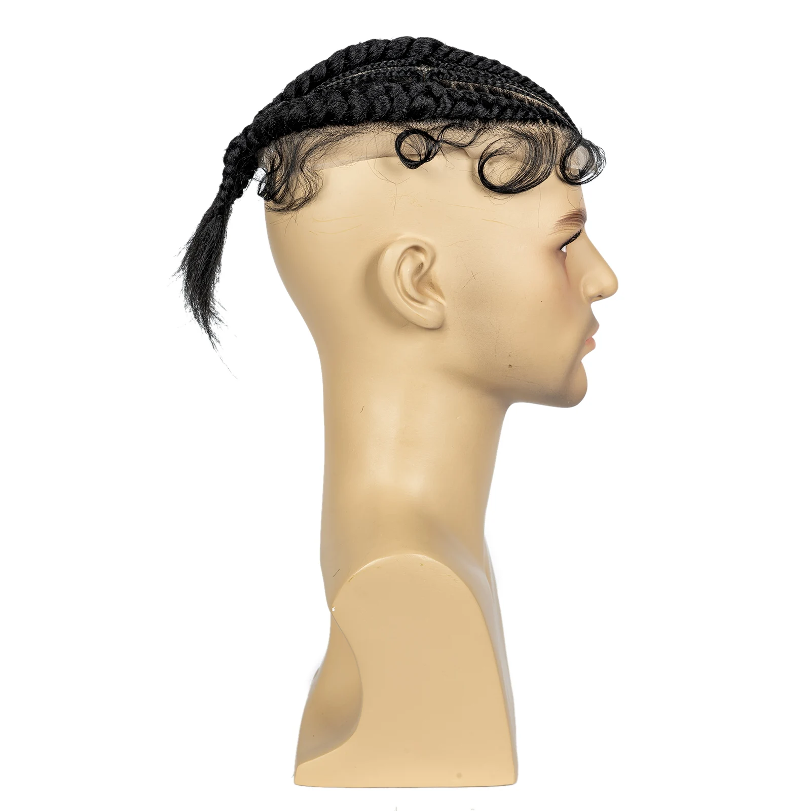 Men's Toupee Hair HD Full Lace Male Hairpieces with Cornrow Braids White Hair Reaplcement Synthetic Short Hair Topper for Men