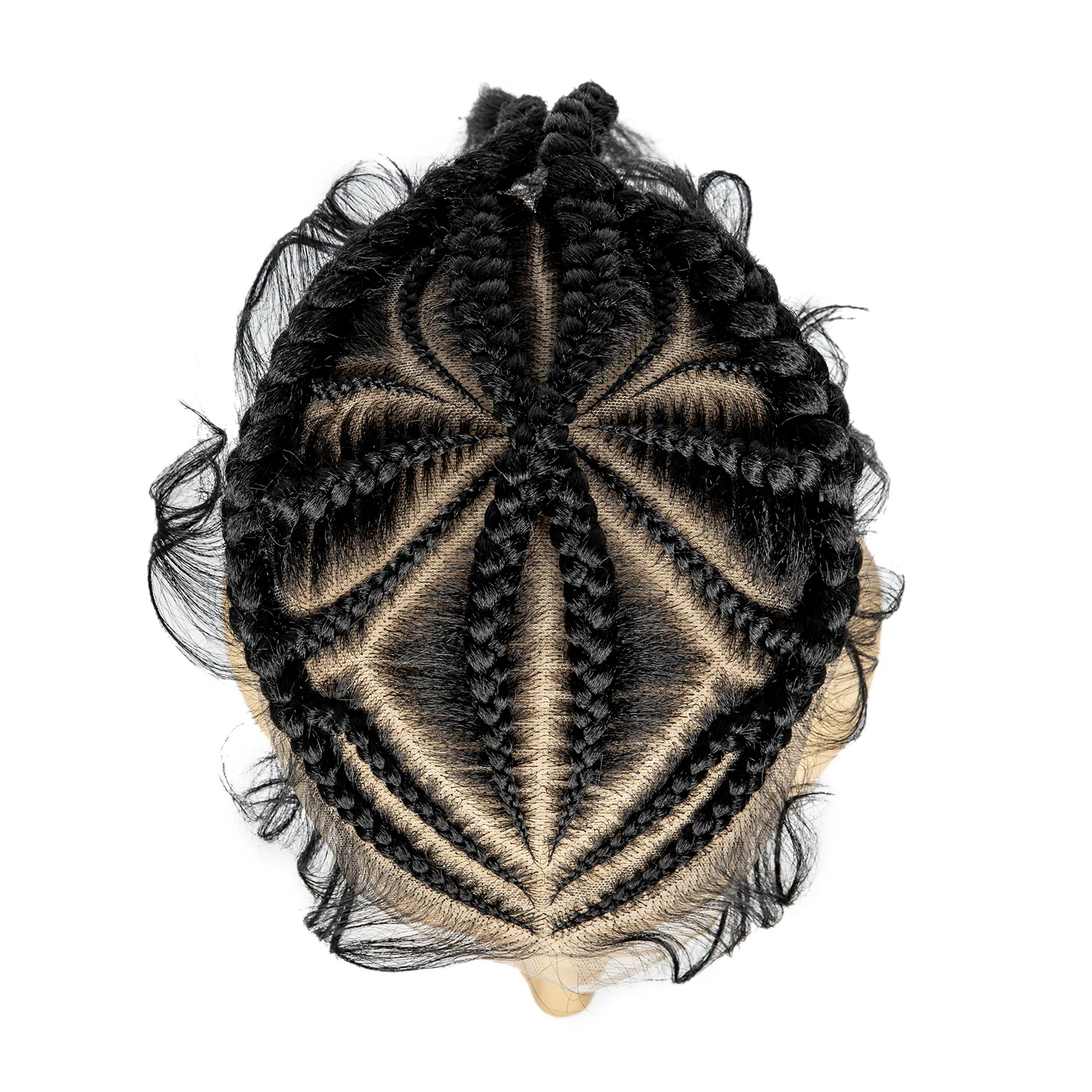 Men's Toupee Hair HD Full Lace Male Hairpieces with Cornrow Braids White Hair Reaplcement Synthetic Short Hair Topper for Men