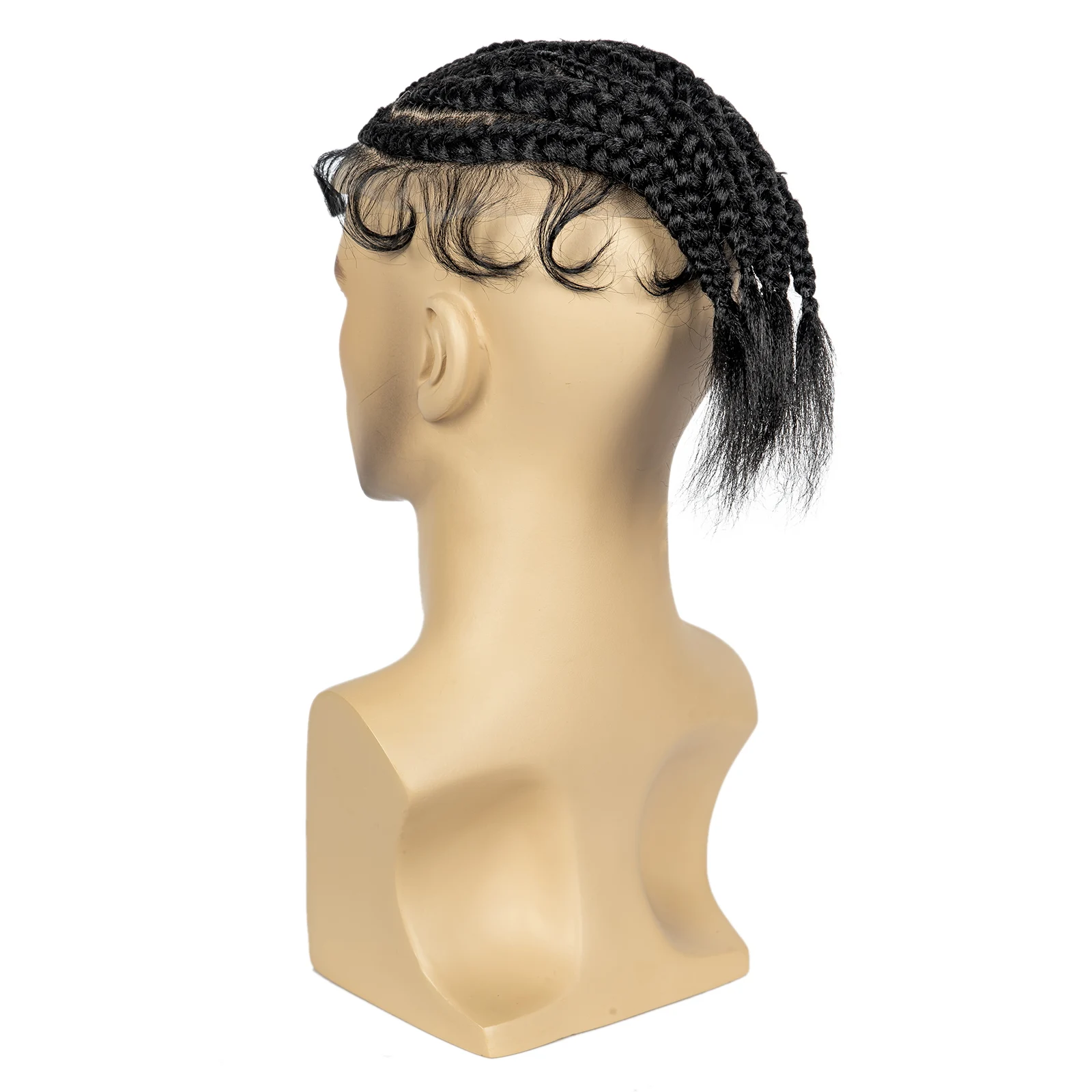 Men's Toupee Hair HD Full Lace Male Hairpieces with Cornrow Braids White Hair Reaplcement Synthetic Short Hair Topper for Men