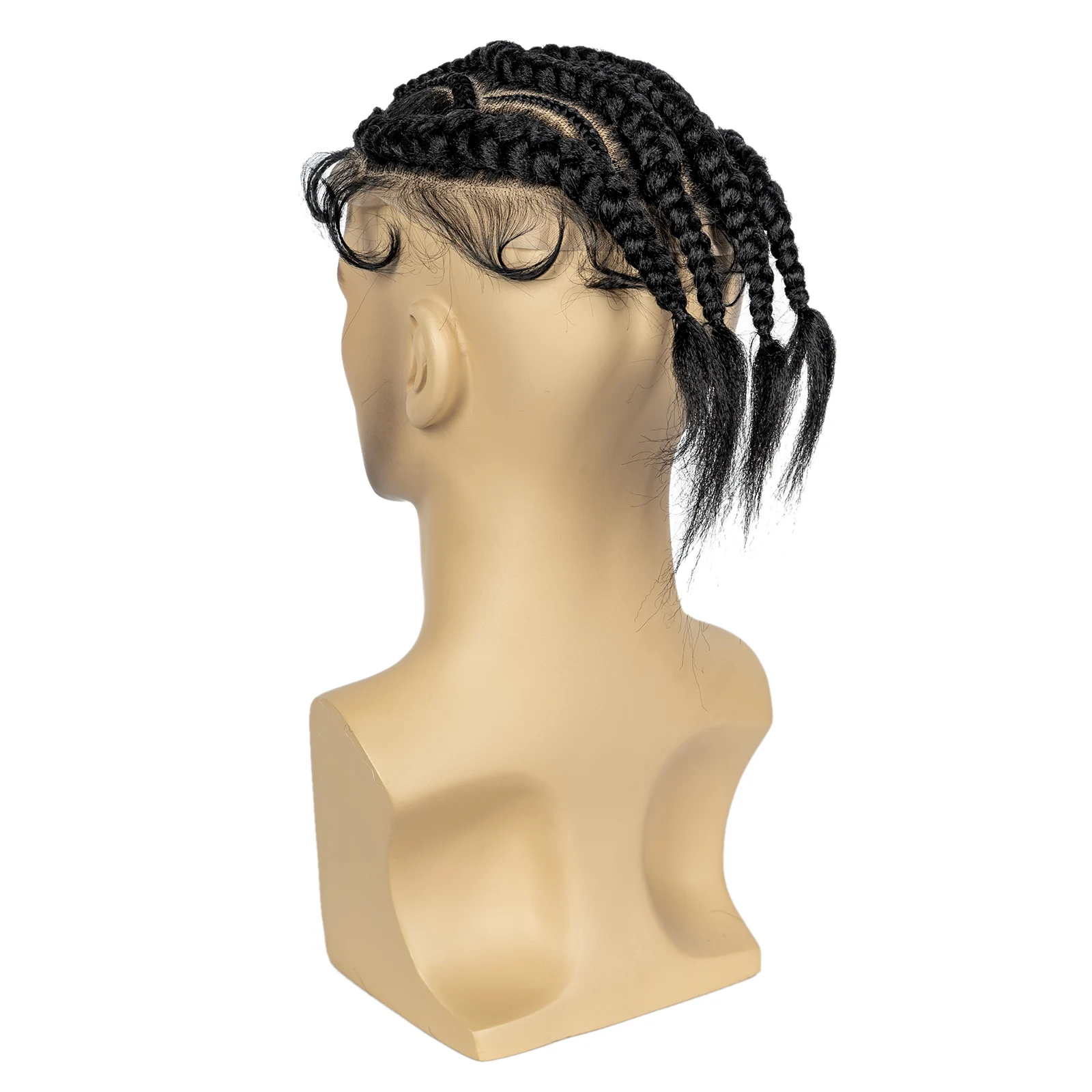 Men's Toupee Hair HD Full Lace Male Hairpieces with Cornrow Braids White Hair Reaplcement Synthetic Short Hair Topper for Men