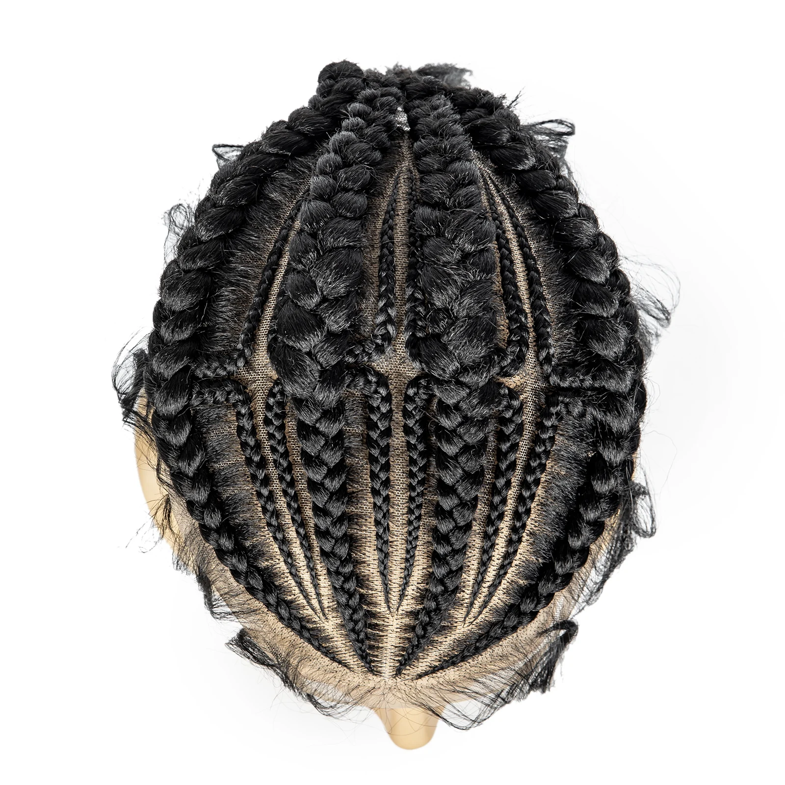 Men's Toupee Hair HD Full Lace Male Hairpieces with Cornrow Braids White Hair Reaplcement Synthetic Short Hair Topper for Men