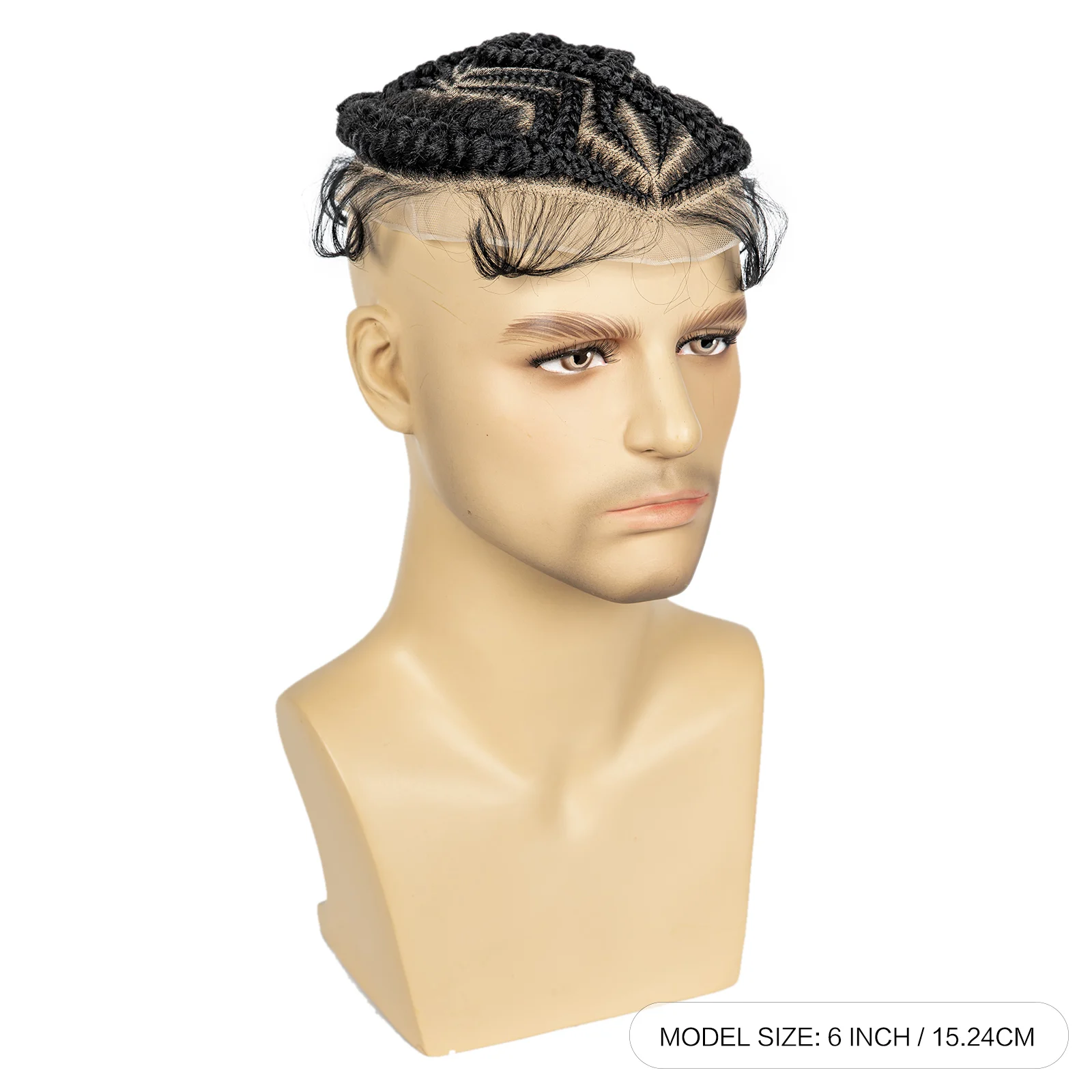 Men's Toupee Hair HD Full Lace Male Hairpieces with Cornrow Braids White Hair Reaplcement Synthetic Short Hair Topper for Men