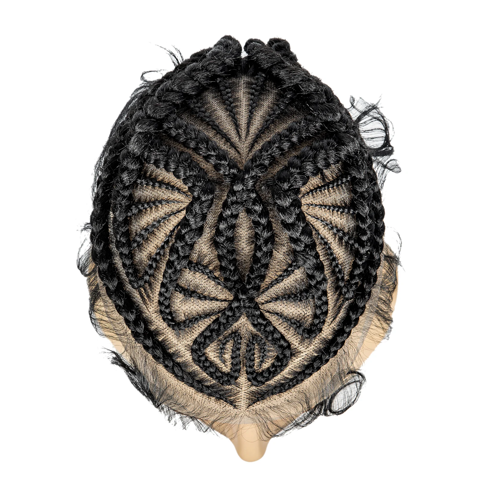 Men's Toupee Hair HD Full Lace Male Hairpieces with Cornrow Braids White Hair Reaplcement Synthetic Short Hair Topper for Men