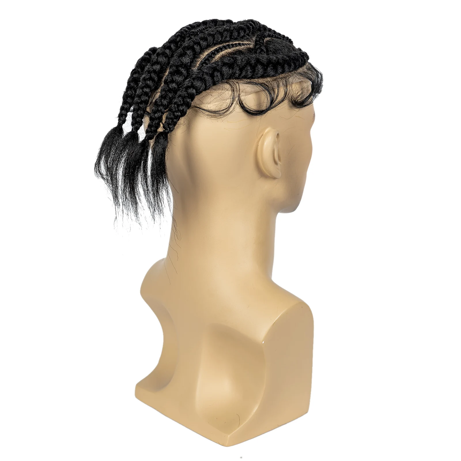 Men's Toupee Hair HD Full Lace Male Hairpieces with Cornrow Braids White Hair Reaplcement Synthetic Short Hair Topper for Men