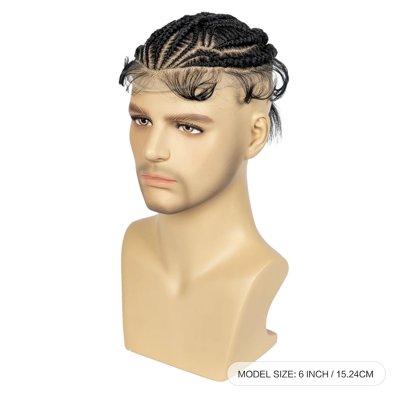 Men's Toupee Hair HD Full Lace Male Hairpieces with Cornrow Braids White Hair Reaplcement Synthetic Short Hair Topper for Men