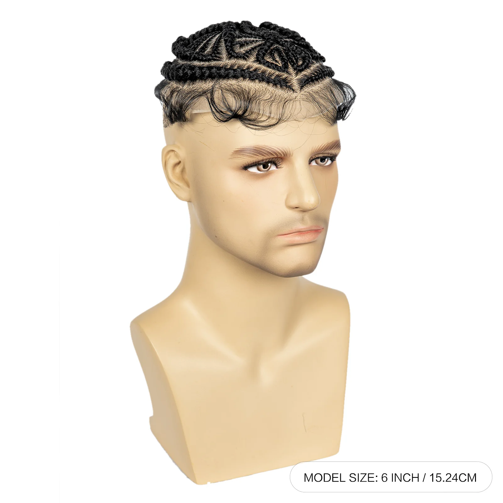 Men's Toupee Hair HD Full Lace Male Hairpieces with Cornrow Braids White Hair Reaplcement Synthetic Short Hair Topper for Men