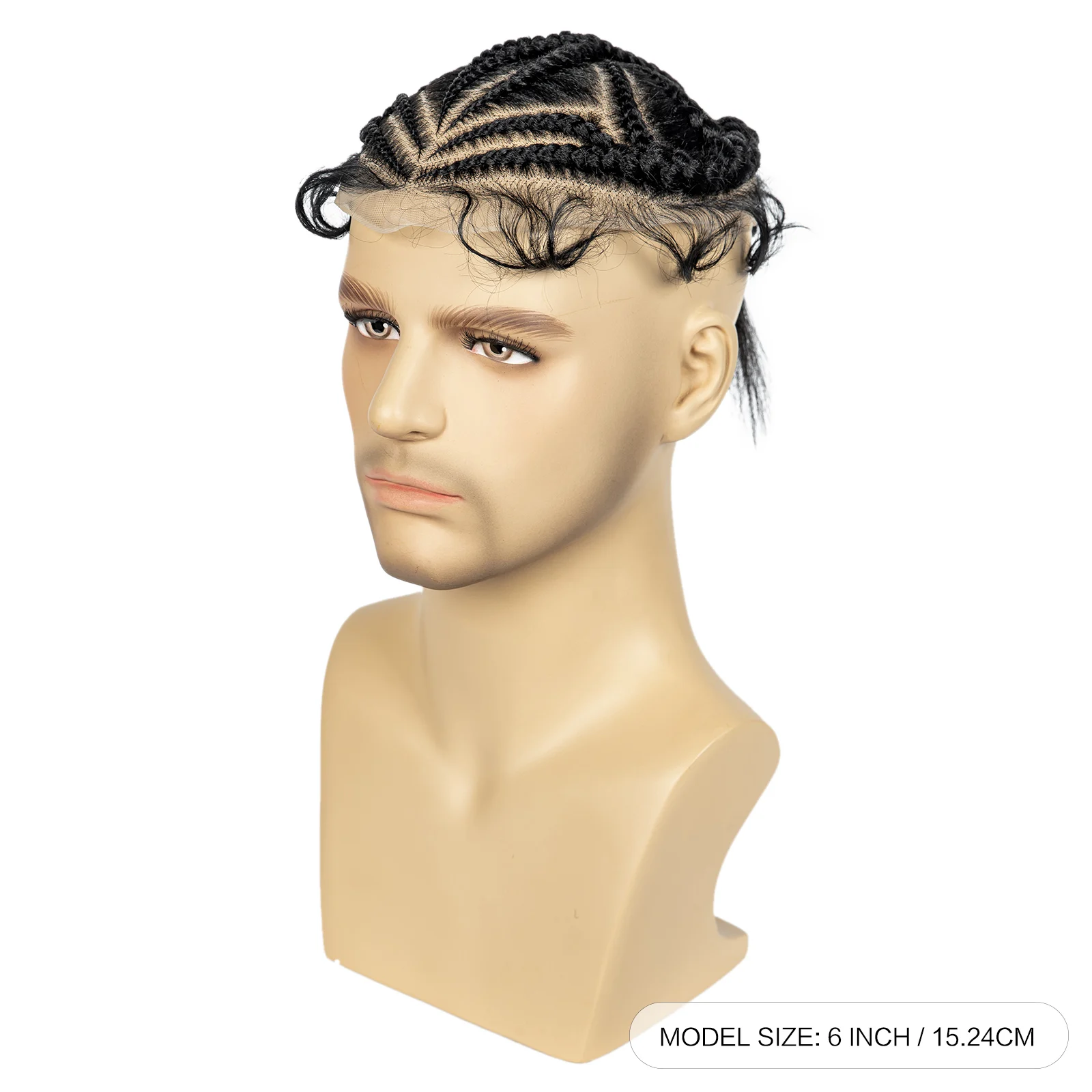 Men's Toupee Hair HD Full Lace Male Hairpieces with Cornrow Braids White Hair Reaplcement Synthetic Short Hair Topper for Men