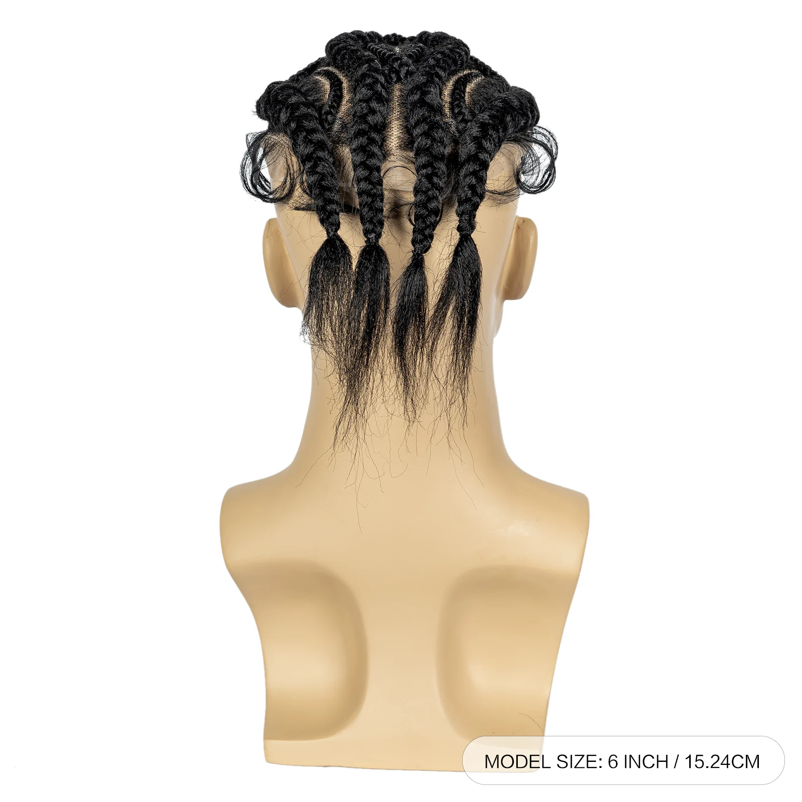 Men's Toupee Hair HD Full Lace Male Hairpieces with Cornrow Braids White Hair Reaplcement Synthetic Short Hair Topper for Men