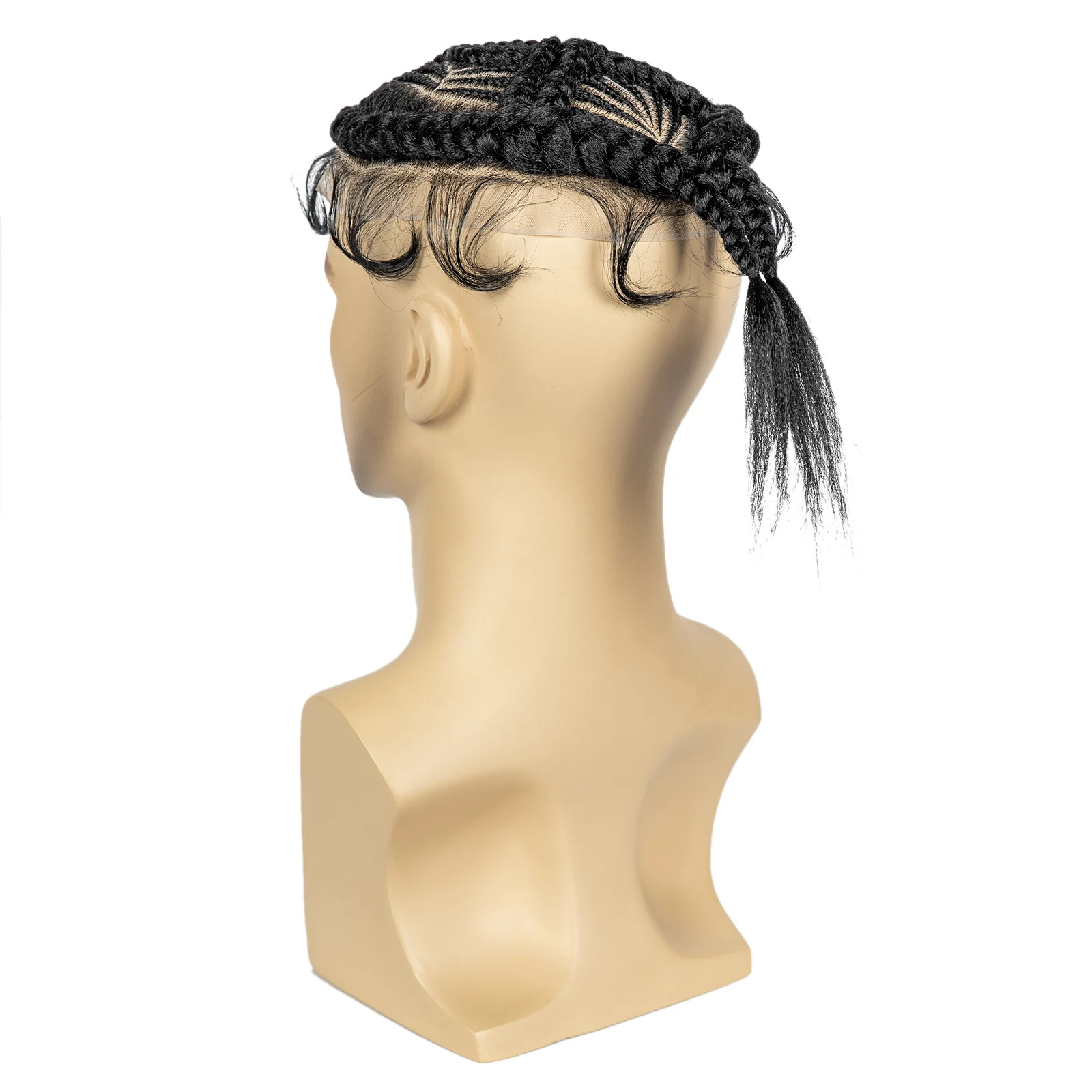 Men's Toupee Hair HD Full Lace Male Hairpieces with Cornrow Braids White Hair Reaplcement Synthetic Short Hair Topper for Men