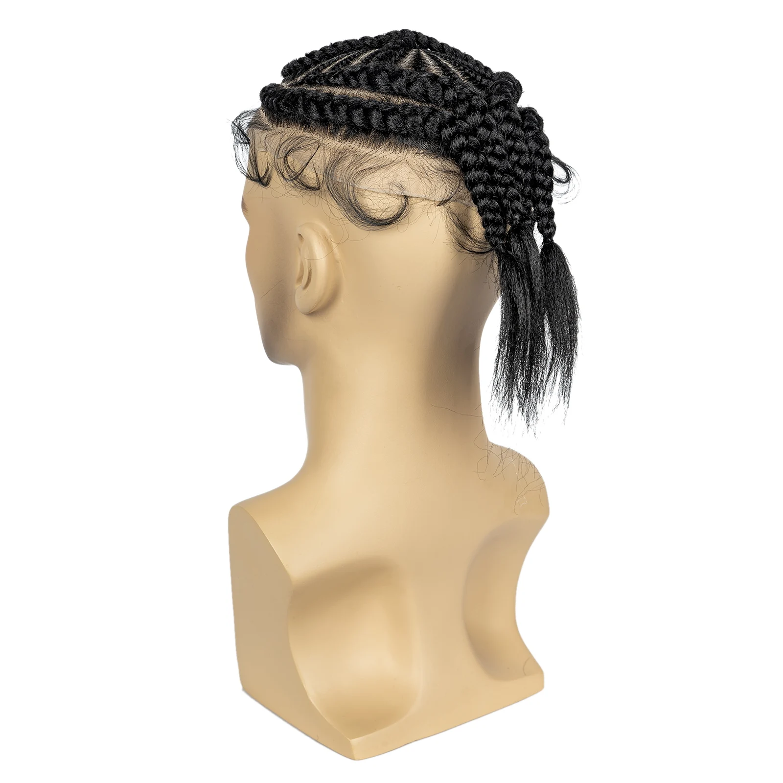 Men's Toupee Hair HD Full Lace Male Hairpieces with Cornrow Braids White Hair Reaplcement Synthetic Short Hair Topper for Men