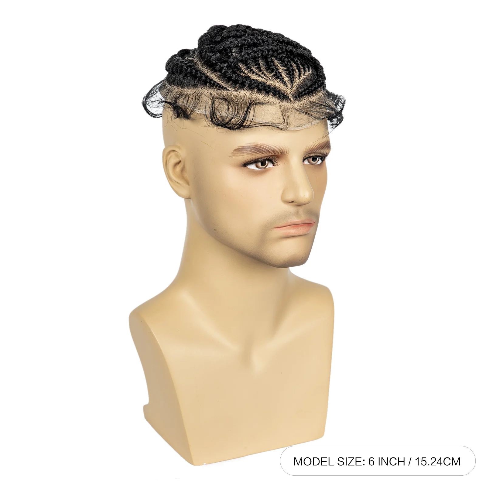 Men's Toupee Hair HD Full Lace Male Hairpieces with Cornrow Braids White Hair Reaplcement Synthetic Short Hair Topper for Men