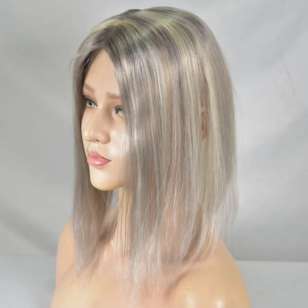 Hair Topper for Women Real Human Hair Clip in Hair Hairpieces for Women No Bangs Top Base Mono Lace 4x6inch Brown Color 14inch
