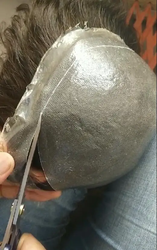 0.04- 0.06mm Natural Hairline Ultra Thin Skin Invisible Mens Toupee Cool Blonde Grey Male Human Hair Capillary Prosthesis System