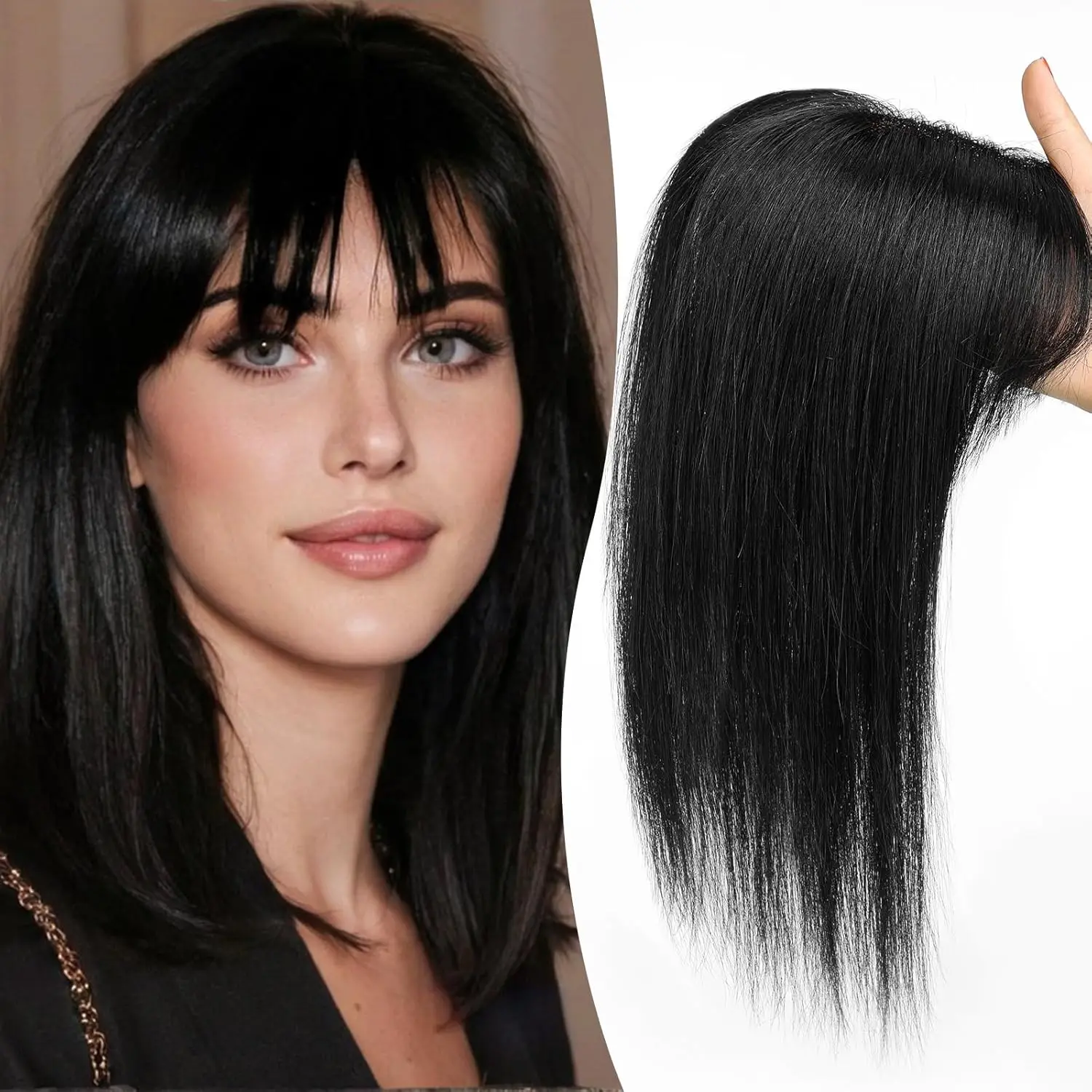 12in Hair Toppers for Women Real Human Hair Pieces Brown Blonde Highlight 10*12cm Silk Base Toppers for Women With Thinning Hair