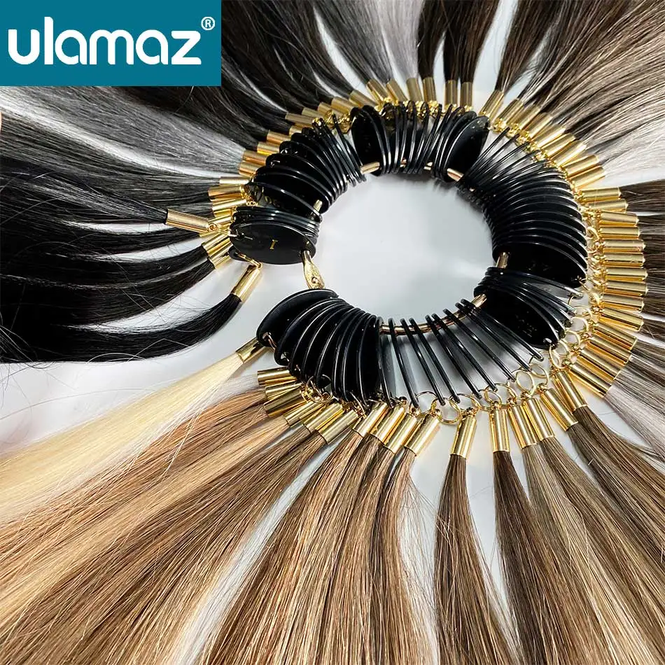 Human Hair Color Rings Hair Eextensions Wheel For Salon Swatches For Hairdresser Hair Dyeing Sample Chart Ring For Hairdressing