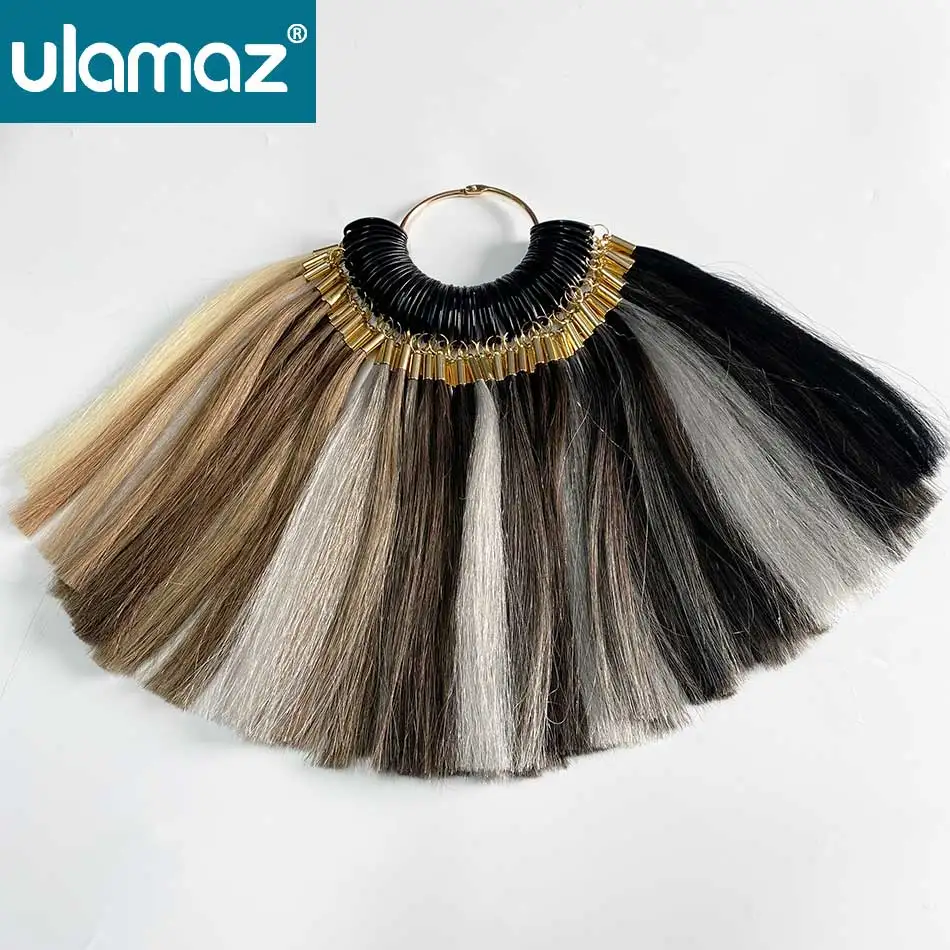 Human Hair Color Rings Hair Eextensions Wheel For Salon Swatches For Hairdresser Hair Dyeing Sample Chart Ring For Hairdressing
