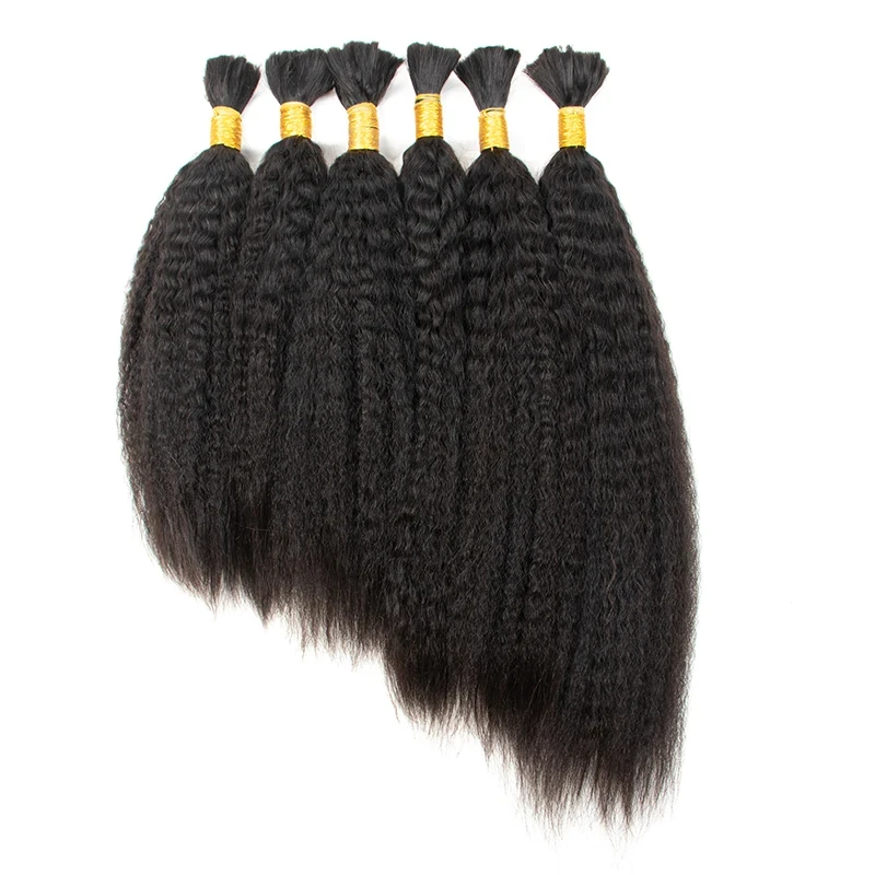Kinky Straight Hair Bulk For Braiding 100% Real Human Hair No Weft Bundles 100G 150G Bulk Brading Hair Extensions Natural Color