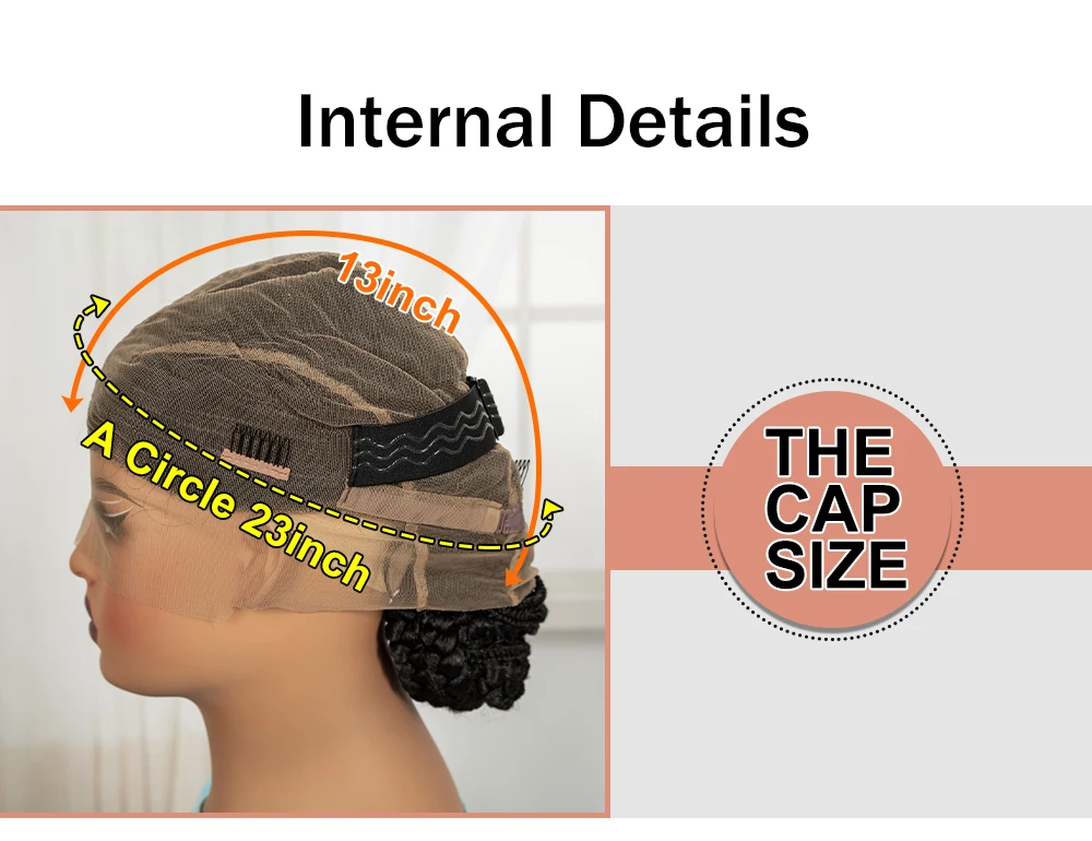 Full Lace Natural Bantu Braided Wigs Synthetic Braided Lace Wig with Baby Hair Knotless Braids Wigs for Black Women