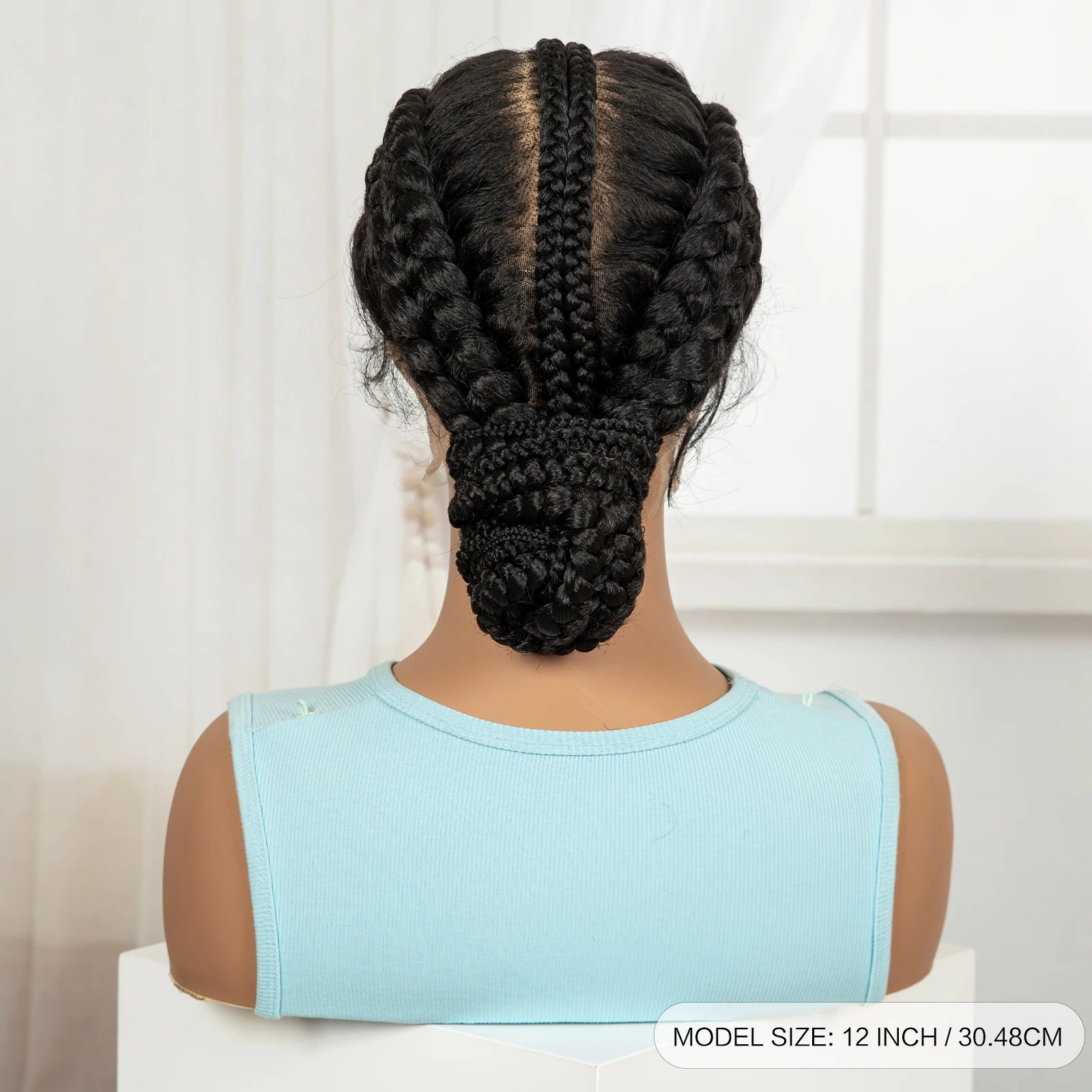 Full Lace Natural Bantu Braided Wigs Synthetic Braided Lace Wig with Baby Hair Knotless Braids Wigs for Black Women