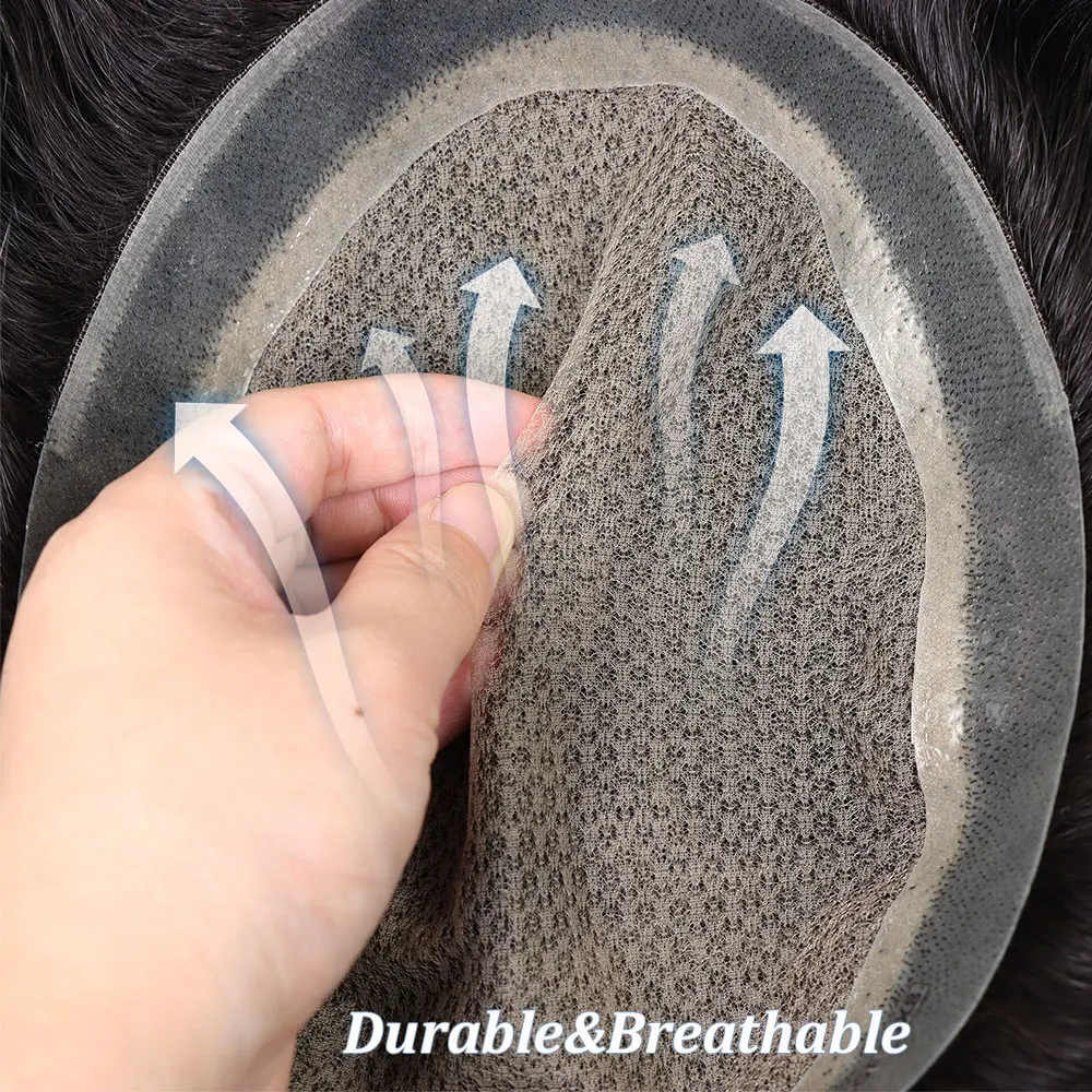 Silk Base Men Toupee Human Hair System For Man PU Around Realistic Male Hair Wig Men's Hairpiece Replacement Prosthesis