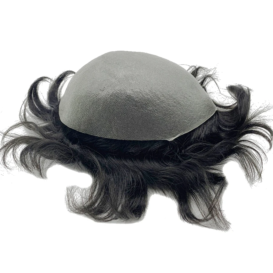 Thinnest 0.03mm Base PU Knot Men's Wig Transparent PU Men Toupee Men's Hair Pieces Unit Hair Replacement System Size 8x10 Inch