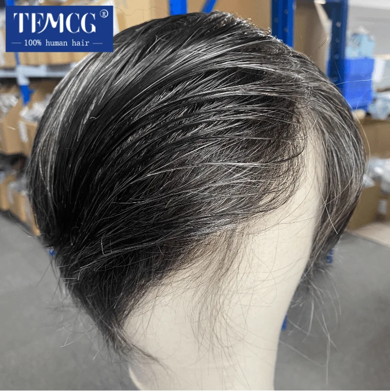 Male Hair Prosthesis 0.03mm Thin Skin Base Men's Capillary Prosthesis Remy Human Hair Men's Wig Replacement System Wigs For Men