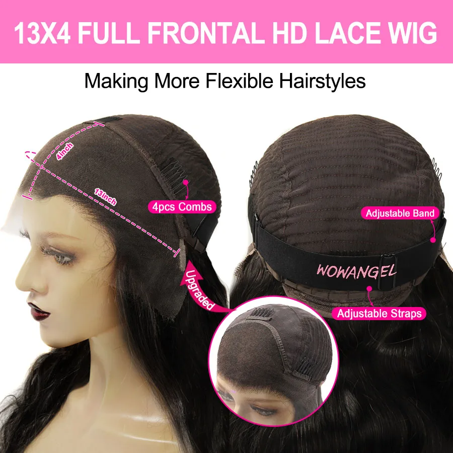 36inch 13x6 HD Lace Frontal Wigs Straight Invisible HD Lace Melt Skins Silk Natural Scalp 5x5 Lace Closure Wigs Human Hair Wigs