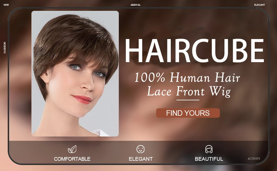100% Remy Human Hair Ombre Blonde Lace Front Wigs with Bangs Pixie Cut Hairs Short Straight Layered Wigs for Women Bob Human Wig