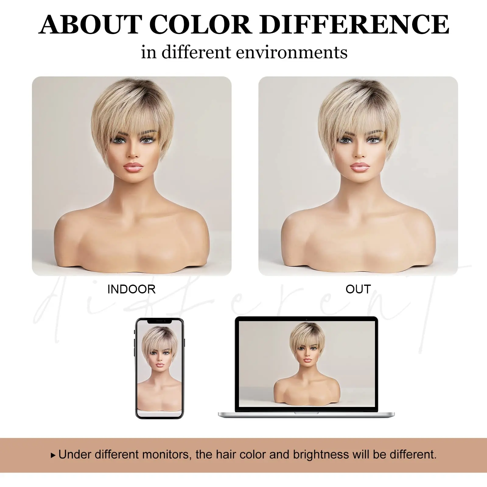 100% Remy Human Hair Ombre Blonde Lace Front Wigs with Bangs Pixie Cut Hairs Short Straight Layered Wigs for Women Bob Human Wig