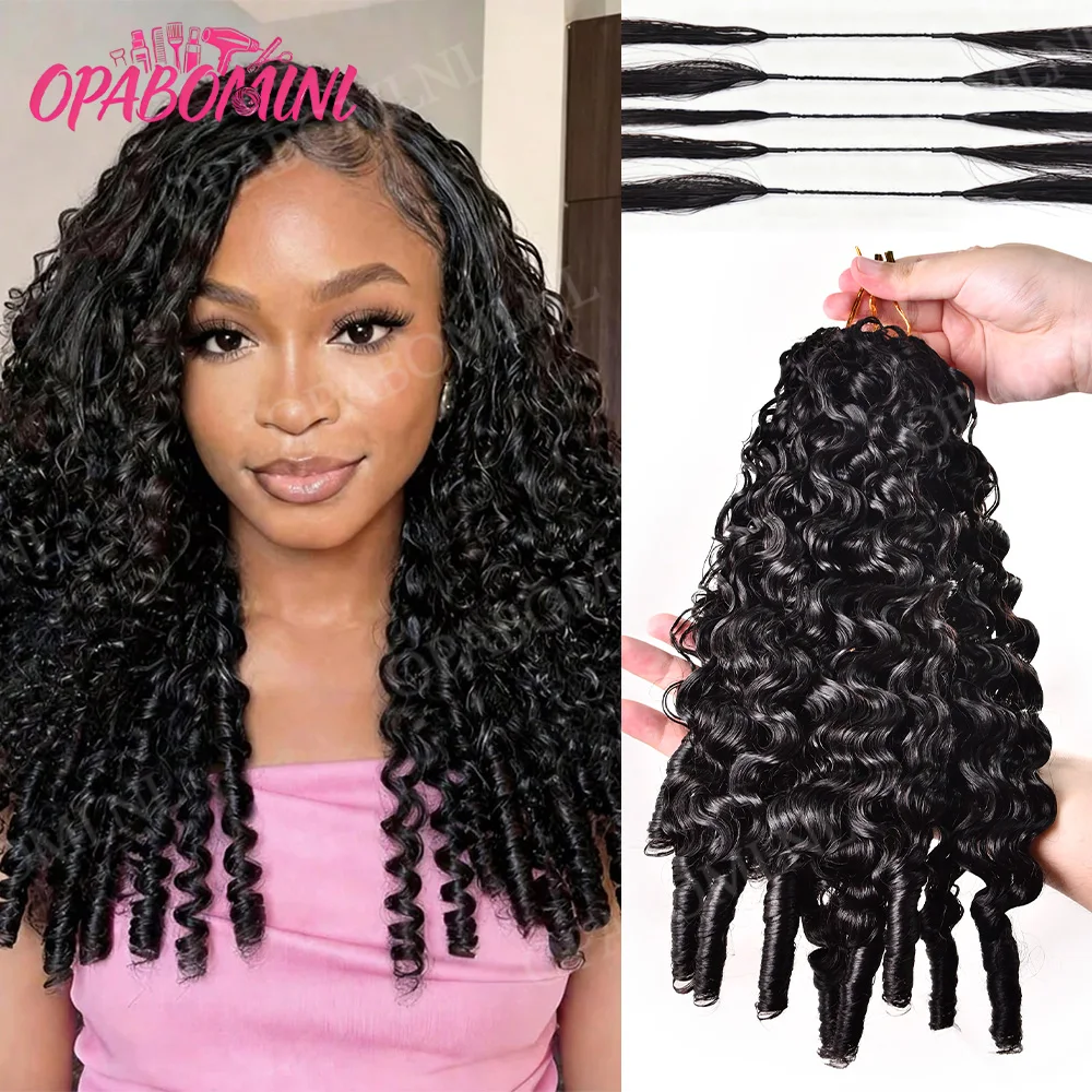 Burmese Curly Feather Crochet Human Hair, 100% Human Hair, Boho Braid Hair Extensions for Women, Pre-Separated Feather Hair Bundles, 14–26 inches, 15A Top-Quality Hair, 60/120/180/240 grams and 100 strands