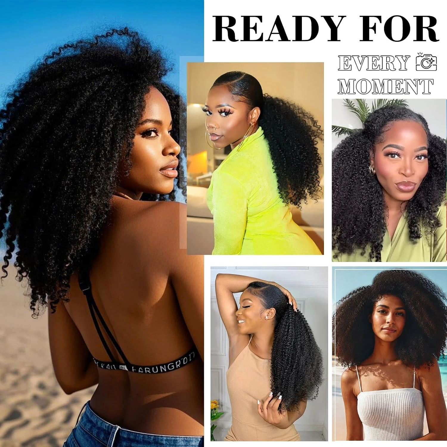 4C Afro Kinky Curly Human Hair Bundles Coily Hair Weave Extensions Natural Color 100% Unprocessed Raw Virgin Hair For Women