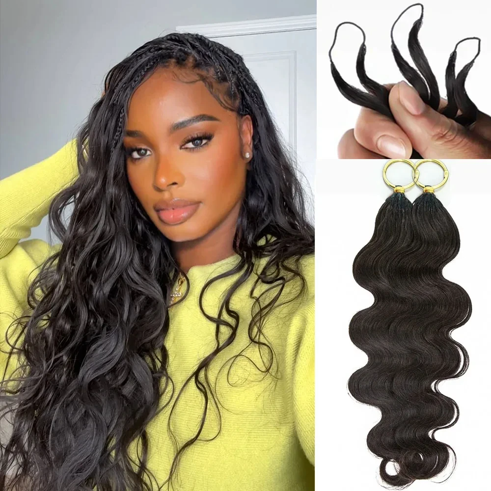 Smilegirl #1B Body Wave Crochet Human Hair 16 18 Inch Unprocessed Brazilian Virgin Feather Crochet Human Hair 60 Grams Natural Black Body Wave Human Crochet Hair Braiding Extensions for Boho Braids