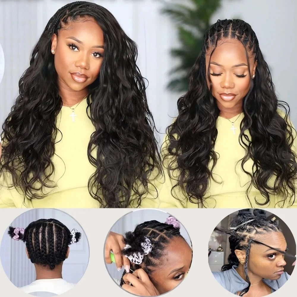 Smilegirl #1B Body Wave Crochet Human Hair 16 18 Inch Unprocessed Brazilian Virgin Feather Crochet Human Hair 60 Grams Natural Black Body Wave Human Crochet Hair Braiding Extensions for Boho Braids