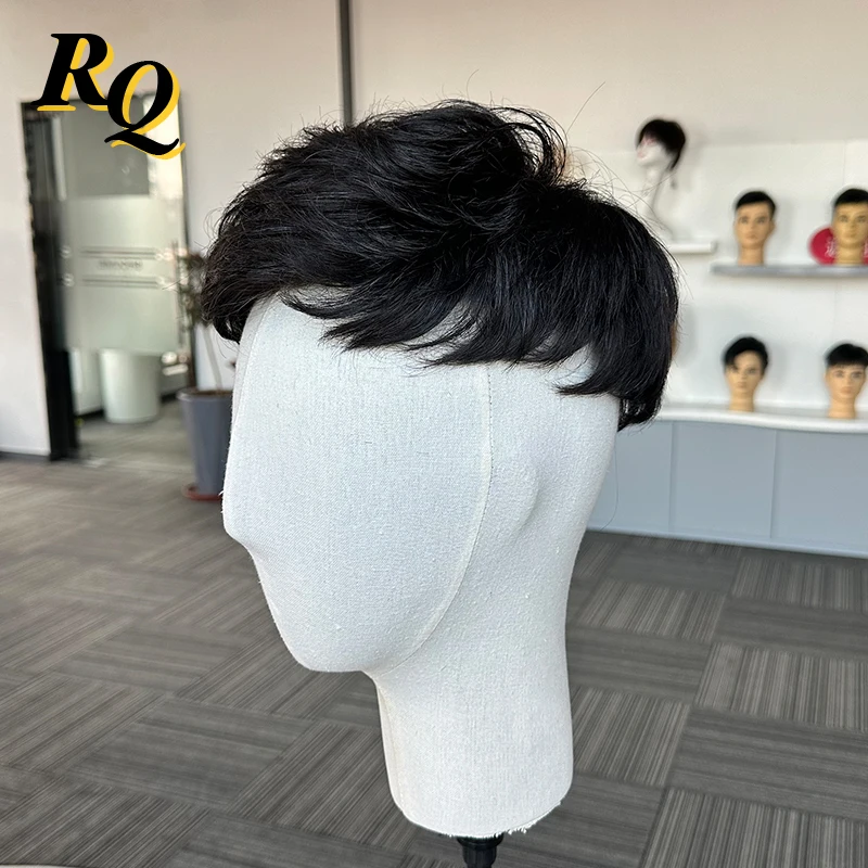 Pre Styled Men's Toupee Capillary Prosthesis Durable Human Hair Mono Toupee Wig for Men Hair Replacement Systems Hair Piece Male