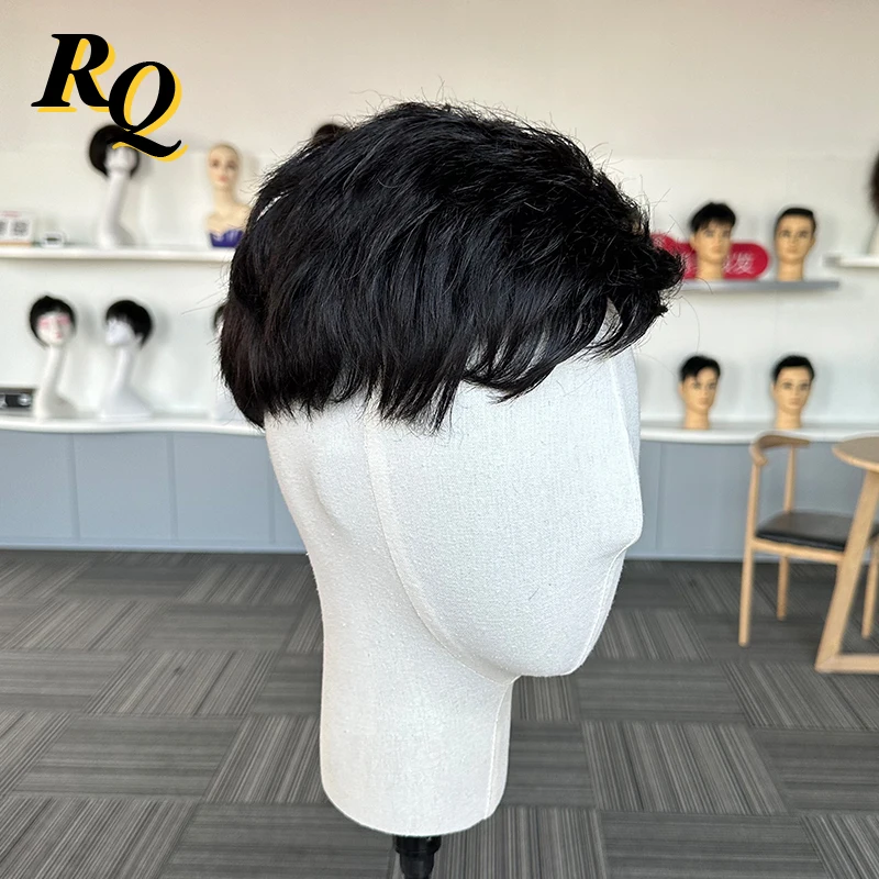 Pre Styled Men's Toupee Capillary Prosthesis Durable Human Hair Mono Toupee Wig for Men Hair Replacement Systems Hair Piece Male