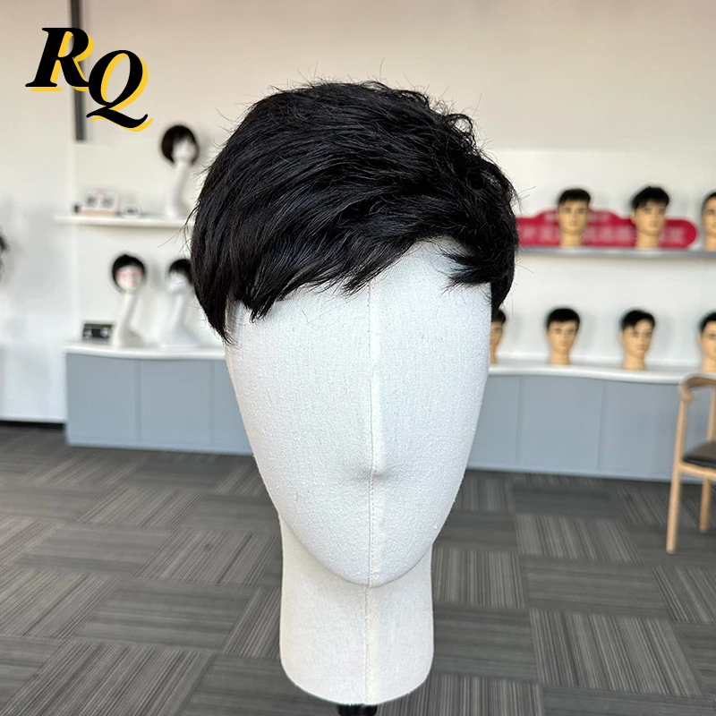 Pre Styled Men's Toupee Capillary Prosthesis Durable Human Hair Mono Toupee Wig for Men Hair Replacement Systems Hair Piece Male