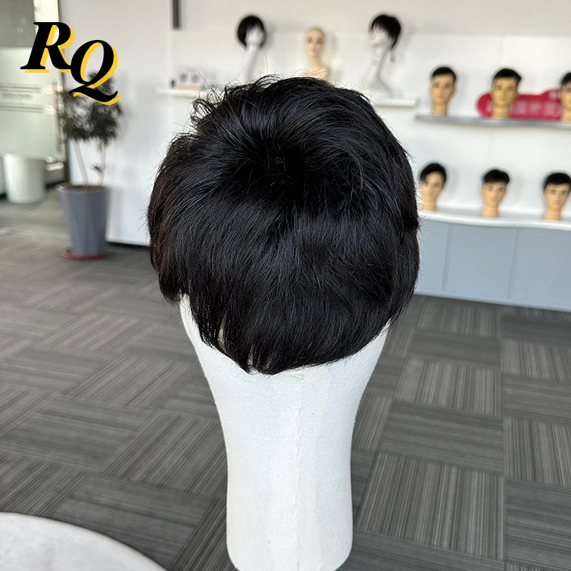 Pre Styled Men's Toupee Capillary Prosthesis Durable Human Hair Mono Toupee Wig for Men Hair Replacement Systems Hair Piece Male