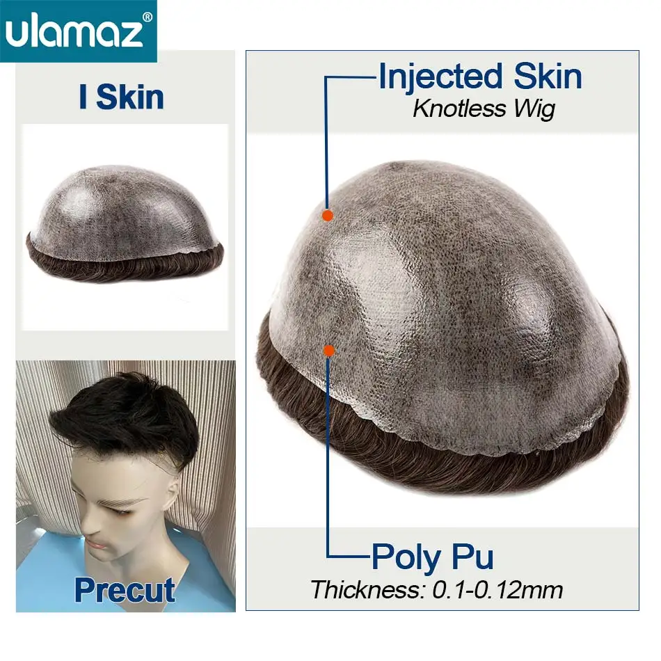 Precut Hairstyle Lace Pu Male Hair Prosthesis Mono Toupee Hair Men Full Lace Hair System For Man Wear And Go Men's Wig Remy Hair