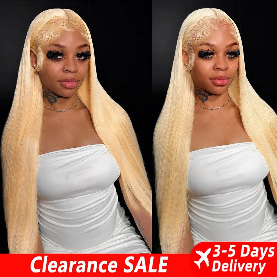38 Inch 613 Blonde 13X6 HD Transparent Lace Front Wigs Human Hair 200 Density Straight Lace Frontal Human hair Wigs Pre Plucked
