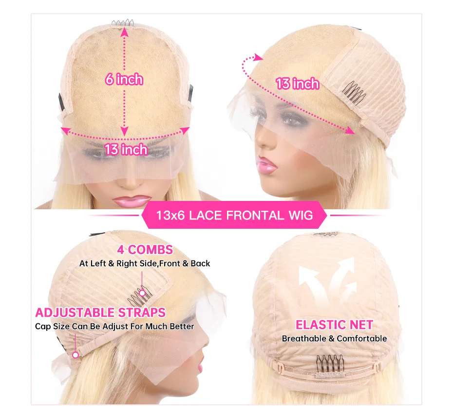 38 Inch 613 Blonde 13X6 HD Transparent Lace Front Wigs Human Hair 200 Density Straight Lace Frontal Human hair Wigs Pre Plucked