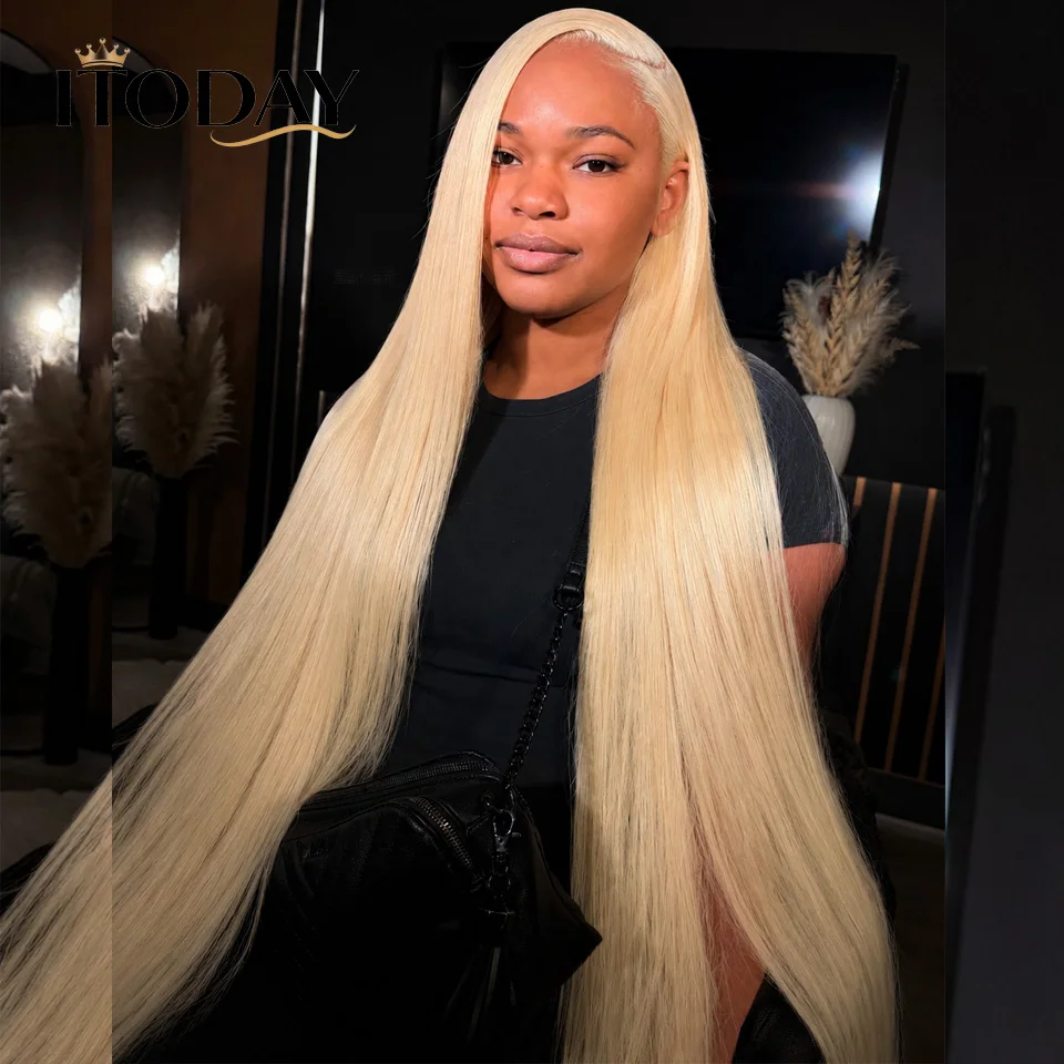 38 Inch 613 Blonde 13X6 HD Transparent Lace Front Wigs Human Hair 200 Density Straight Lace Frontal Human hair Wigs Pre Plucked