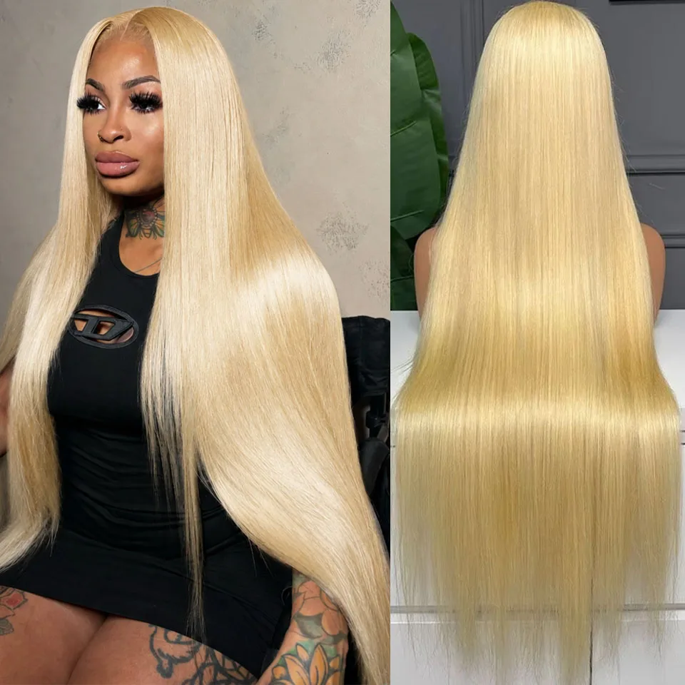 38 Inch 613 Blonde 13X6 HD Transparent Lace Front Wigs Human Hair 200 Density Straight Lace Frontal Human hair Wigs Pre Plucked