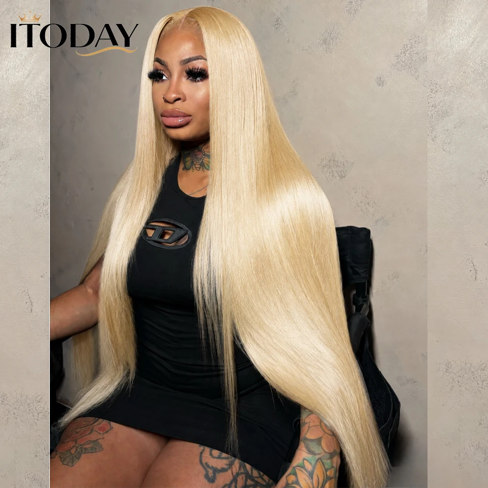 38 Inch 613 Blonde 13X6 HD Transparent Lace Front Wigs Human Hair 200 Density Straight Lace Frontal Human hair Wigs Pre Plucked