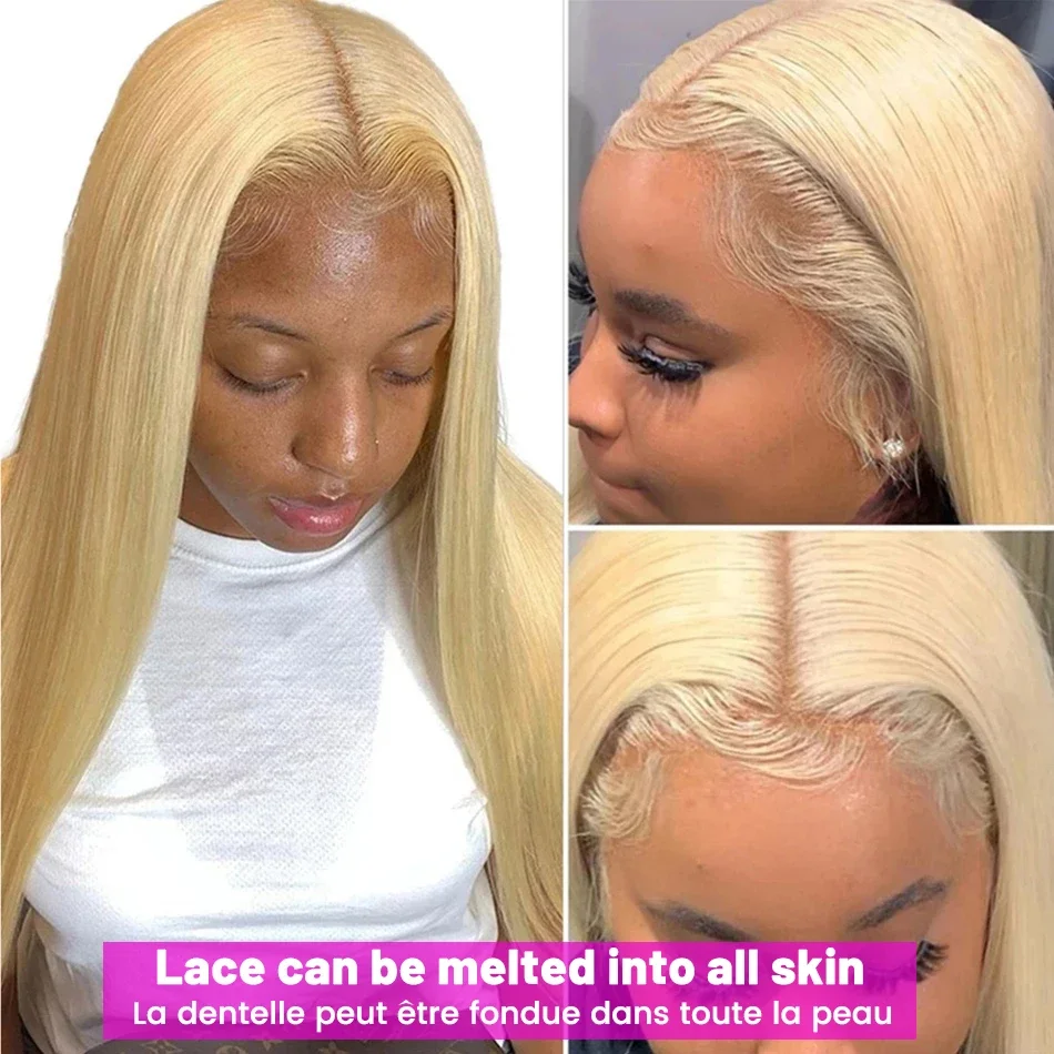 38 Inch 613 Blonde 13X6 HD Transparent Lace Front Wigs Human Hair 200 Density Straight Lace Frontal Human hair Wigs Pre Plucked