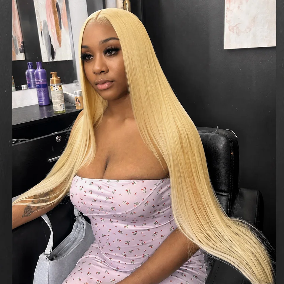 38 Inch 613 Blonde 13X6 HD Transparent Lace Front Wigs Human Hair 200 Density Straight Lace Frontal Human hair Wigs Pre Plucked