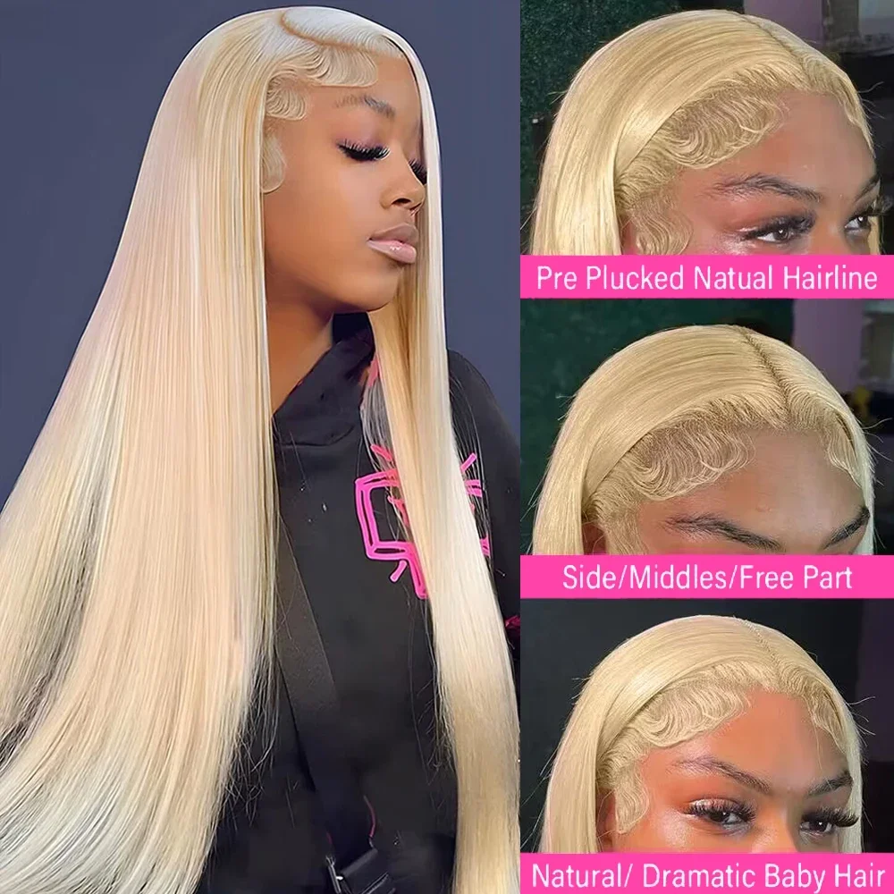 38 Inch 613 Blonde 13X6 HD Transparent Lace Front Wigs Human Hair 200 Density Straight Lace Frontal Human hair Wigs Pre Plucked