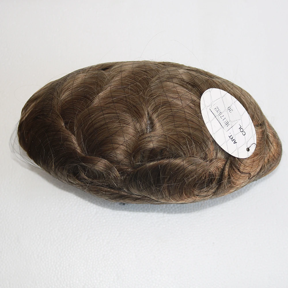 Natural Hairline 0.02mm Super Thin Skin Base Men's Toupee 80~90% Density Grey Male Human Hair Capillary Prosthesis System Wigs