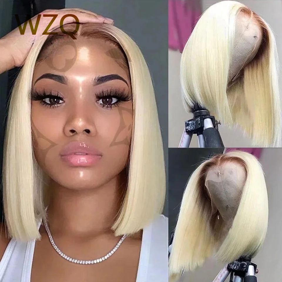 13x4 Ombre 613 HD Lace Frontal Wig 180% Short Bob Straight Lace Front Wigs Human Hair Pre Plucked Transparent Lace Wig For Women