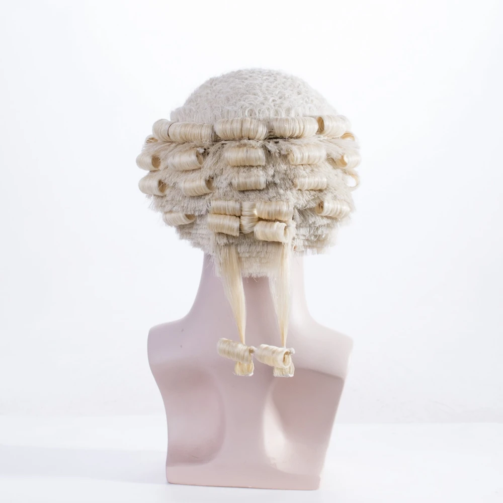 Synthetic Hair Men Lawyer Wigs 613 Blonde Heat Resistant Fiber Handmade Comfortable to Wear Judge Lawyer Cosplay Use Hair Wigs